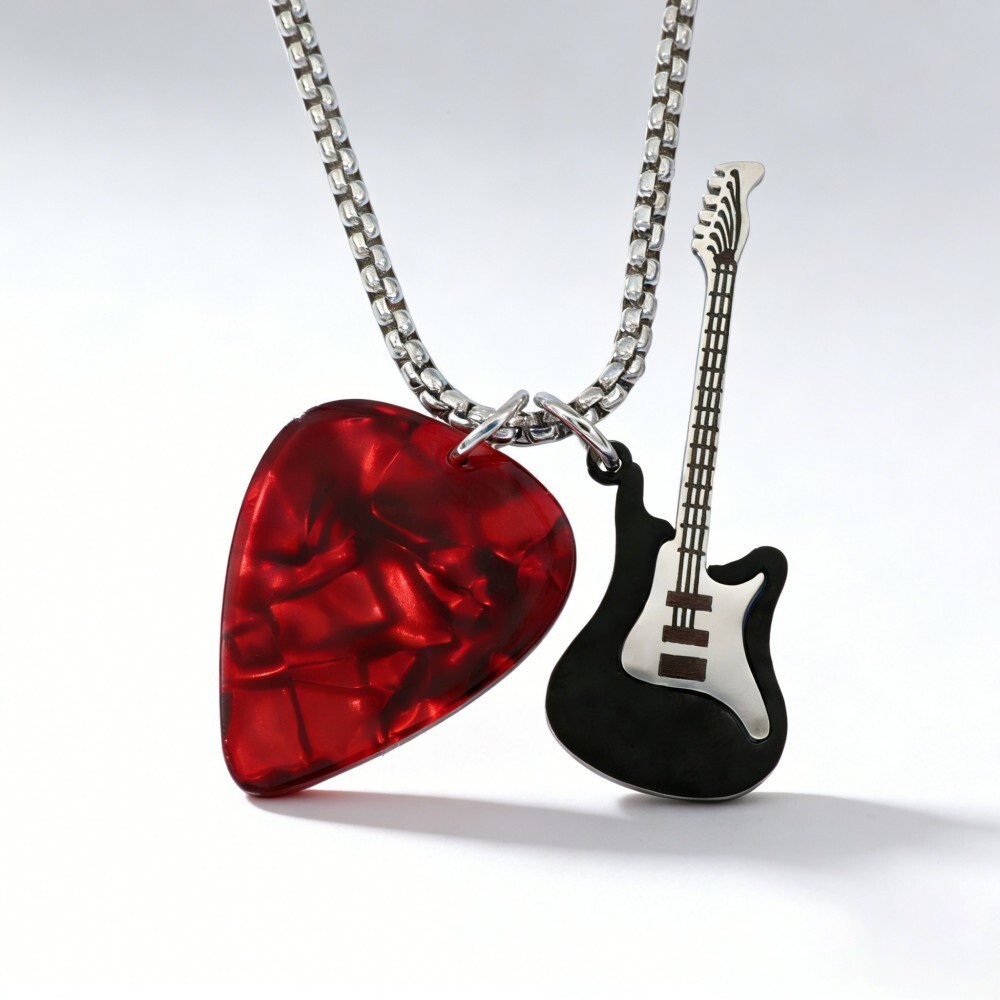 Stranger Things Eddie Munson Rock Guitar Pick Necklace Fashion Long Sweater Chain Accessories#811alp