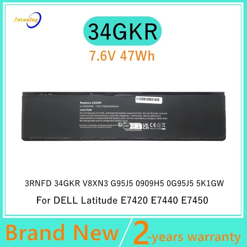 34GKR แบตเตอรี่แล็ปท็อปสําหรับ DELL Latitude E7420 E7440 E7450 Series 3RNFD V8XN3 G95J5 0909H5 0G95J