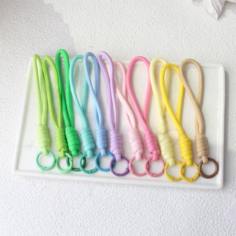FG 5 ชิ้น/ล็อตที่มีสีสันถักพวงกุญแจโทรศัพท์มือถือ Lanyard Anti Lost Knot เชือกสายคล้องแหวนผู้ชายผู้หญิงผู้ถือกุญแจรถอุปกรณ์เสริม HS