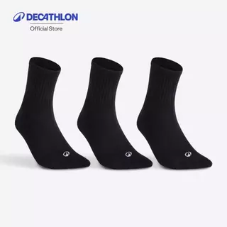 Decathlon High Sports Socks Rs 100 Tri-Pack ถุงเท้ากีฬาข้อสูงสำหรับเด็กรุ่น Rs 100 แพ็ค 3 คู่ - Black
