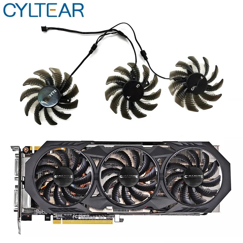 ใหม่ 75MM 3pin T128010SM PLD08010S12H GTX970 VGA GPU Cooler พัดลมสําหรับ Gigabyte GTX 970 Windforce 