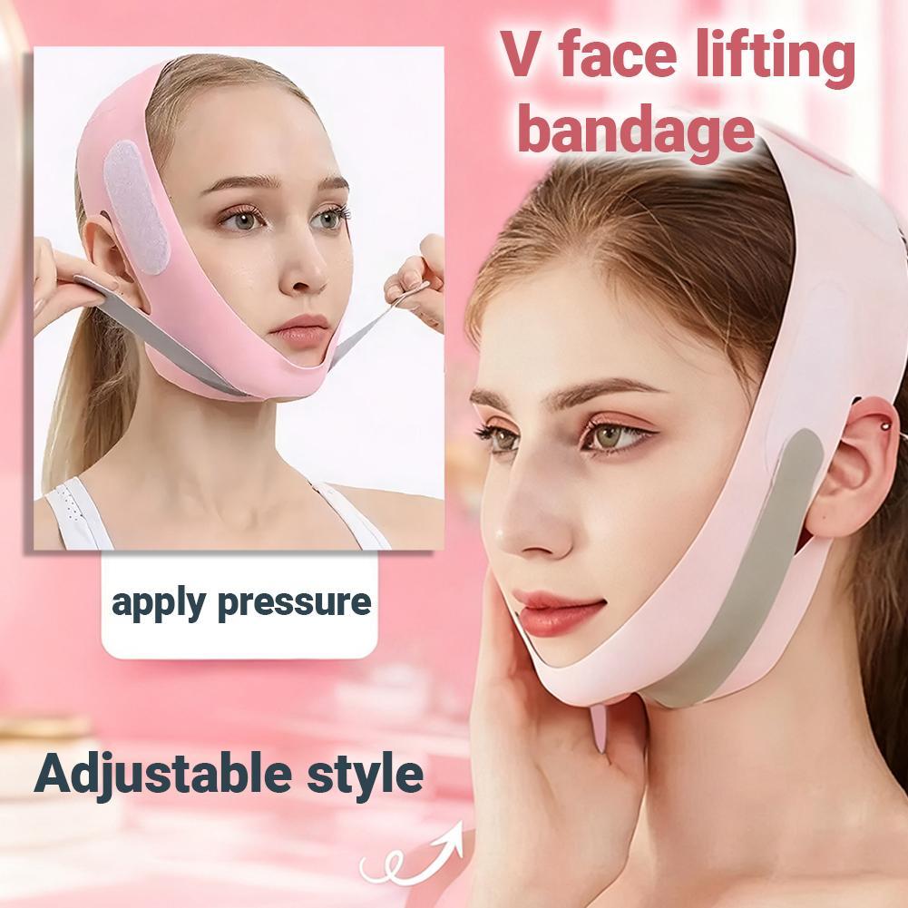 ผ้าพันแผลใบหน้ายืดหยุ่น V Line Face Shaper ผู้หญิง Chin Lift เข็มขัดเครื่องมือ Cheek Up Care Facial 