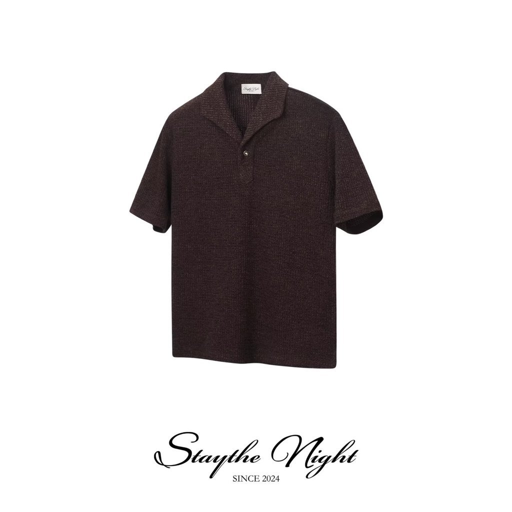 Lativ Chengyi ฤดูร้อนเสื้อผ้าผู้ชายเสื้อโปโลแขนสั้น Slim-Fit Paul Lapel เสื้อยืดสีทึบเหงื่อ-Abs