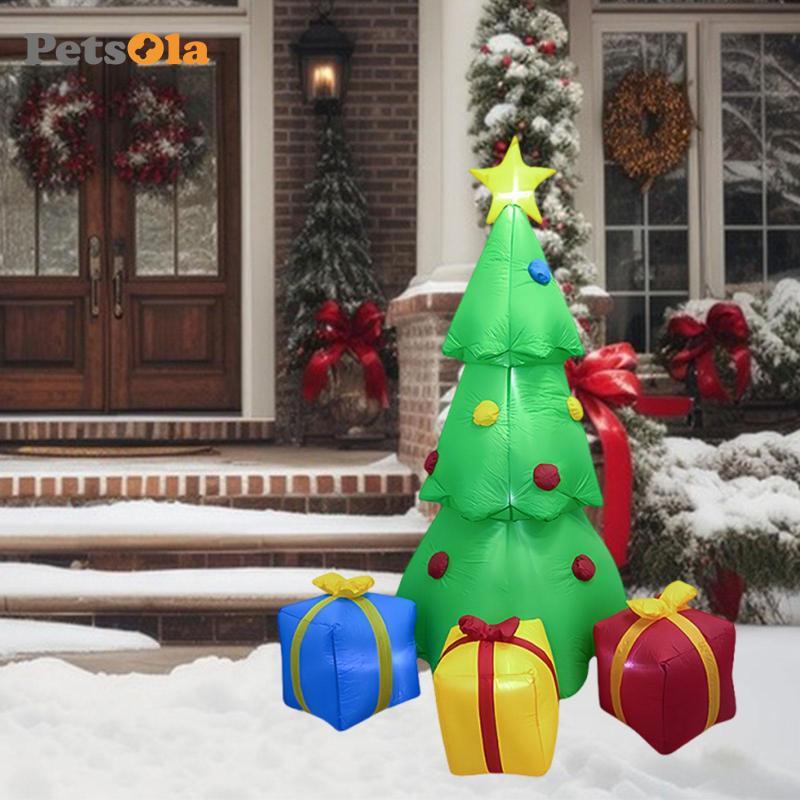 [PETSOLA] 7FT Christmas Inflatable Tree ของขวัญแปลกใหม่ตกแต่งไฟ LED กลางแจ้งสําหรับสนามหญ้า Garden Y