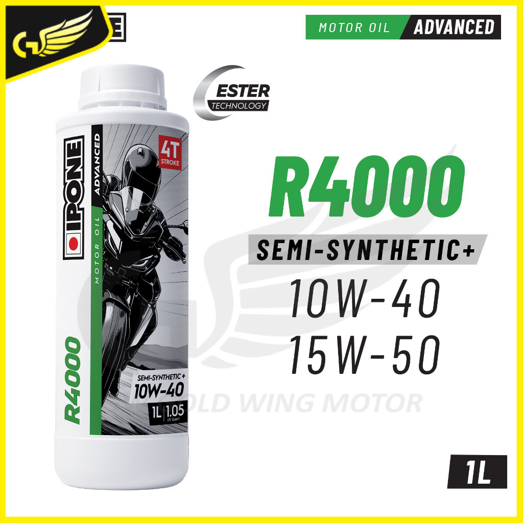 IPONE R4000 4T 10W40 15W50 น้ํามันเครื่องรถจักรยานยนต์ Semi-Sintetik (1L)
