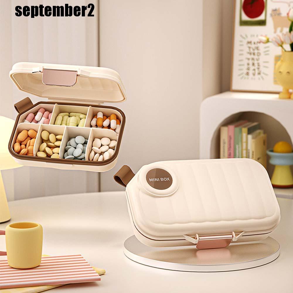 SPEPEMBER Travel Pill Organizer, กล่องยารายสัปดาห์สุญญากาศแบบพกพา, ตลับยา 7 วัน Moisture-proof 7 ช่องยา Dispenser Pill