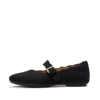FITFLOP DELICATO WAVE-EDGE CANVAS MJ รองเท้าทรงบัลเล่ต์ผู้หญิง รุ่น A0I-001 สี BLACK