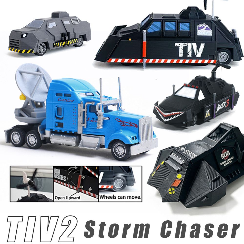 TIV2 Storm Chaser Dominator 3D พิมพ์รถเคลื่อนย้ายได้ของเล่น DOW6 Storm Interceptor รถสําหรับ Hobby Decor
