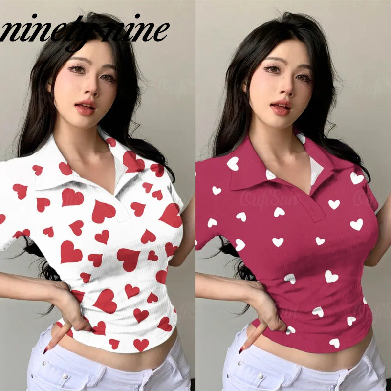 2026 แฟชั่น Y2K Aesthetics Ladies Polo Short Top 3D Short Sleeve Slim-fit Street Style