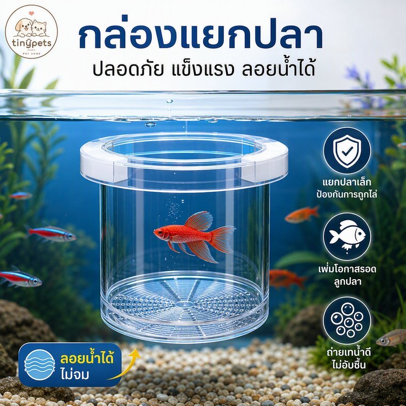 กล่องแยกปลา ลอยน้ำ ตาข่ายกั้นปลา กรงเพาะลูกปลา ที่กั้นปลาในตู้ปลา ป้องกันไข่ปลา เพิ่มรอด