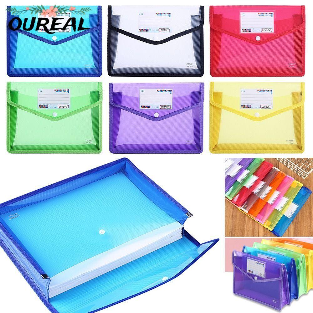 โฟลเดอร์ไฟล์ OUREAL A5 ความจุขนาดใหญ่กันน้ํา PVC กระเป๋าโฟลเดอร์ซองจดหมาย