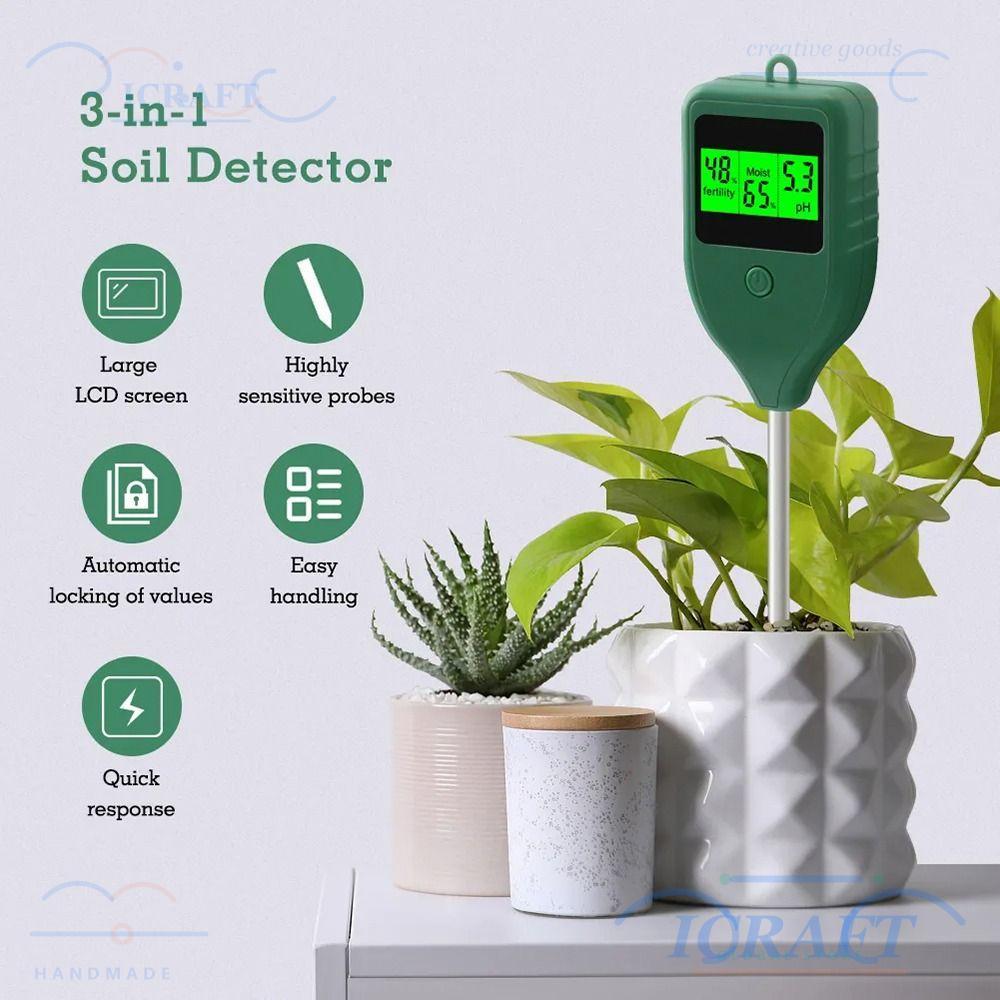 CRAFT PH Meter, สะดวก 3 in 1 Soil Tester, Professional Anti-overwatering Multi-functional Soil Ferti