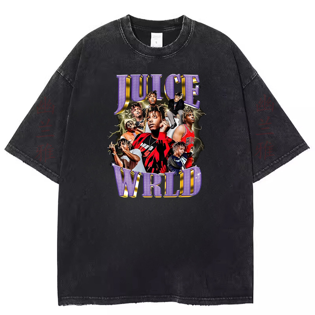 ยุโรปอเมริกันคลาสสิก Raptor น้ํา wrld น้ํา wrld Retro ล้างสีดํา Distressed เสื้อยืดแขนสั้น