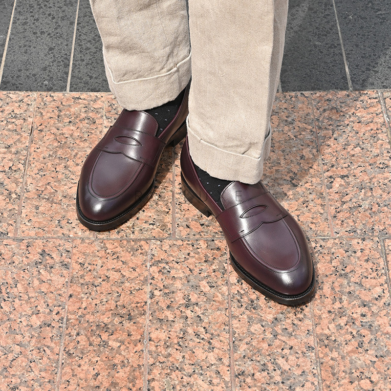 Yasheng AXEN ในประเทศ Goodyear Craftsmanship หนังแท้ Penny Loafer ผู้ชายยางกันลื่น Sole Penny Loafer