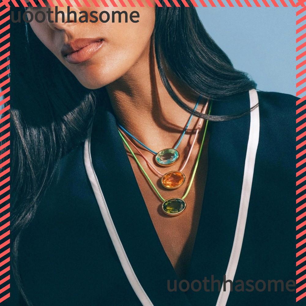 UOTHHASOME สร้อยคอจี้คริสตัล,สายบางสีสันขี้ผึ้งทอง BEZEL Choker,อินเทรนด์ Gold Bezel การตั้งค่าขนาดใ