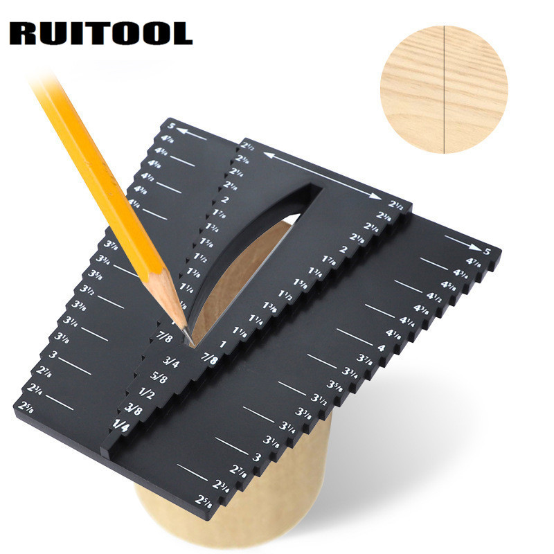 R RUITOOL งานไม้ Scribing ไม้บรรทัดด้านนอก Caliper ไม้บรรทัด Center Square อุปกรณ์ Scribing นิ้วจุดจ