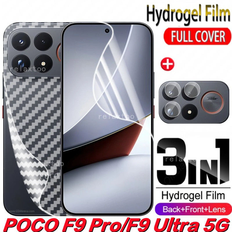 3IN1 ด้านหน้ากลับ Hydrogel Soft ฟิล์มสําหรับ Xiaomi Poco F9 PocoF9 Ultra Pro F9Ultra F9Pro PocoF9Pro PocoF9Ultra 5G คลุมทั้งหมดป้องกันหน้าจอเลนส์กล้องปกป้องฟิล์มโทรศัพท์, ไม่ใช่แก้ว
