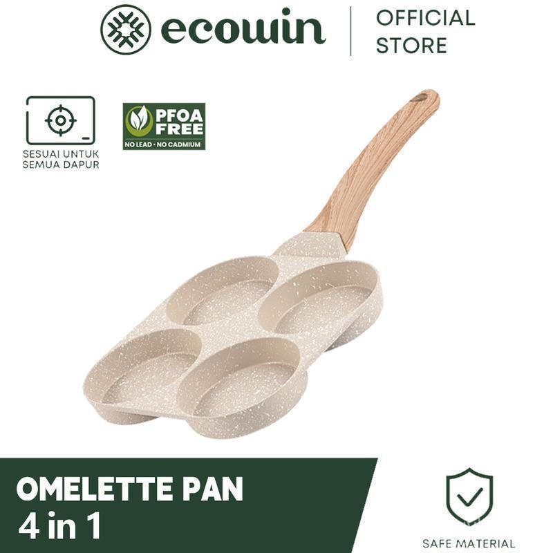 Ecowin สบาย Non-Stick 4 in 1 Multi-Function กระทะ 4 หลุมไข่เจียวม้วนกระทะอาหารเช้ากระทะ Non-Stick Bu
