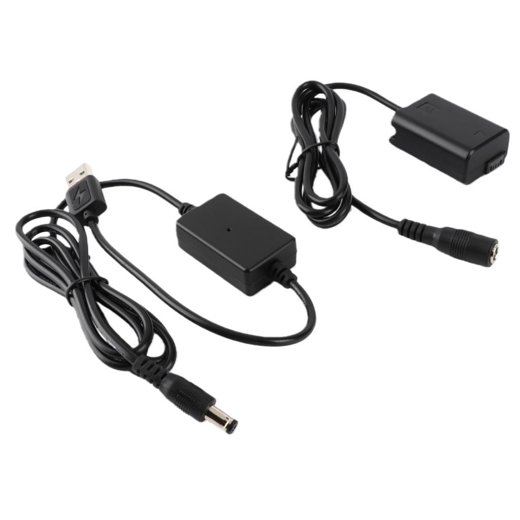 NP-FW50 Dummy แบตเตอรี่ DC Power Bank อะแดปเตอร์ USB สาย 5V 2A กล้องเปลี่ยน 1.5m ยาวป้องกันการลัดวงจ