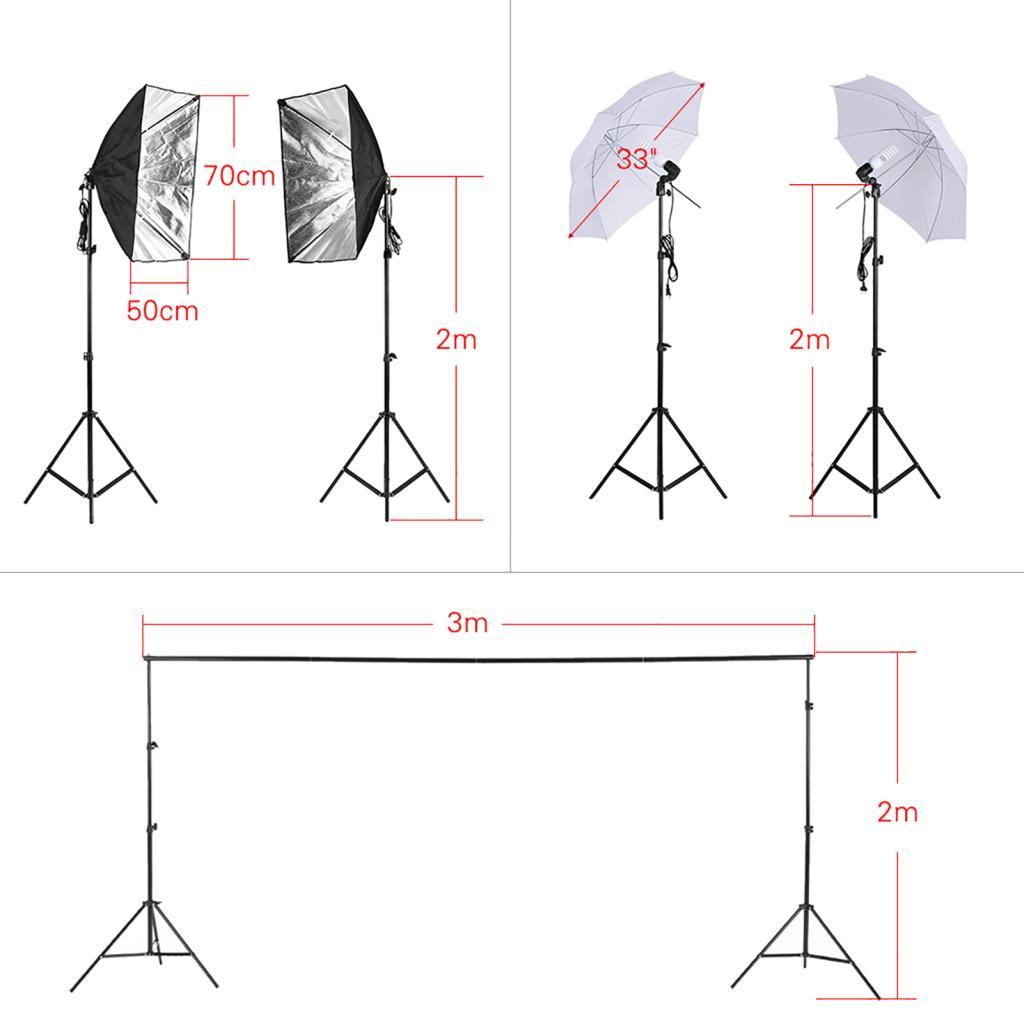 ชุดถ่ายภาพ 1.8mx2.7m สีดำ สีขาว สีเขียว ฉากหลังผ้าฝ้ายโพลีเอสเตอร์ 6pcs Fish-like Mount 1pc 60cm 5in