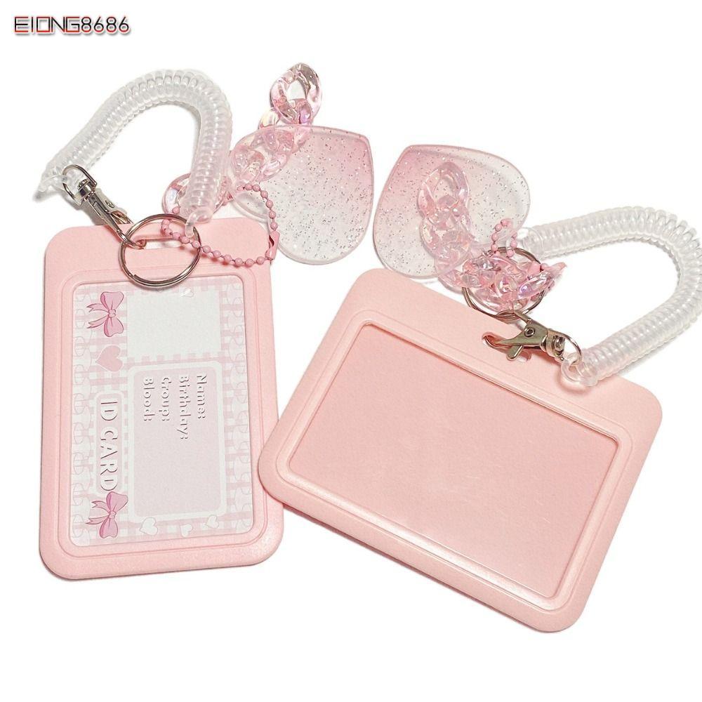 EIONG8686FT Card Holder, High Beauty Vertical Card Holders, Love Gradient Flash Pink ID Card Holder 