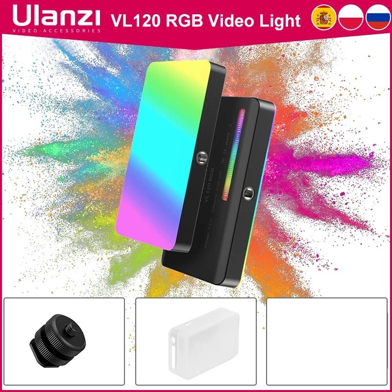 A1PO Ulanzi VL120 RGB กล้องวิดีโอ Mini แบบพกพา 3100mAh ไฟถ่ายภาพสมาร์ทโฟน Vlog เติมแสง RGB ไฟวิดีโอ