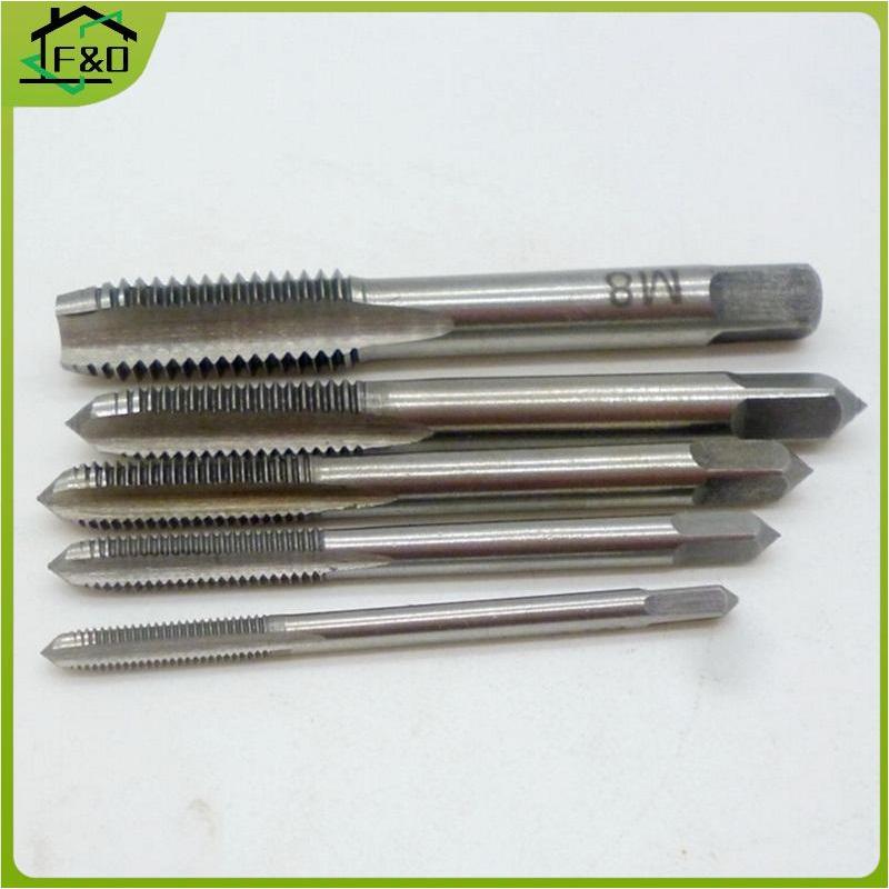 F&O 5 ชิ้น/เซ็ต M3 M4 M5 M6 M8 Hand Tap ตรงขลุ่ย 3 มม.-8 มม. เครื่องมือแตะเร็วมือ