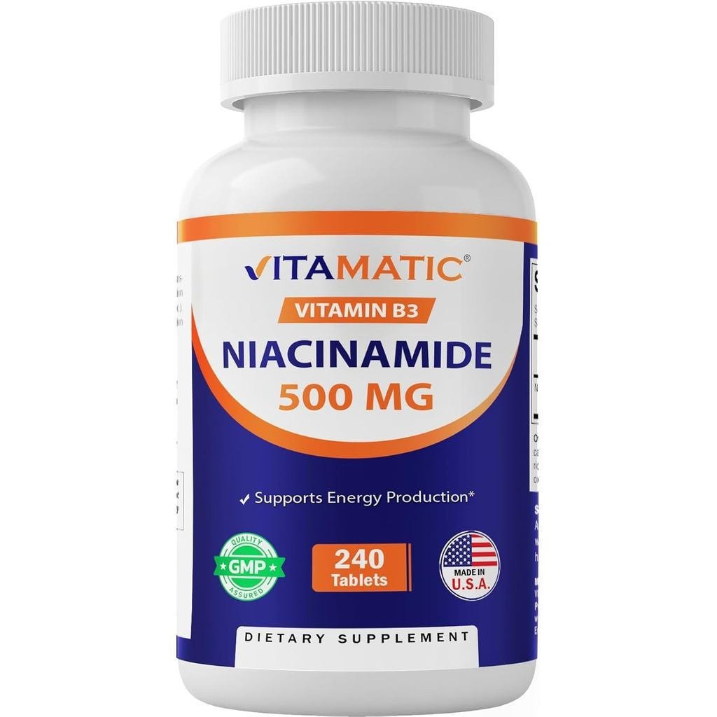 Vitamatic Niacinamide 500 มก. 240 เม็ด-พอร์ตการผลิต B3-ปราศจากพลังงาน 61WQ
