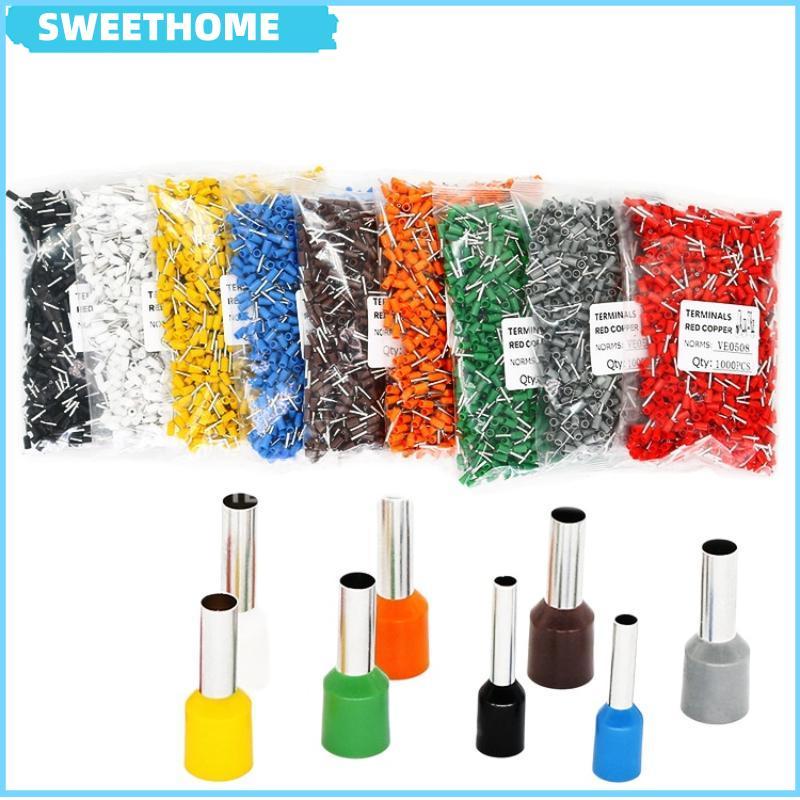 SWEETHOME Professional 1000 ชิ้น E0508 E7508 E1008 เทอร์มินัลจีบสําหรับการเชื่อมต่อไฟฟ้าไร้รอยต่อ