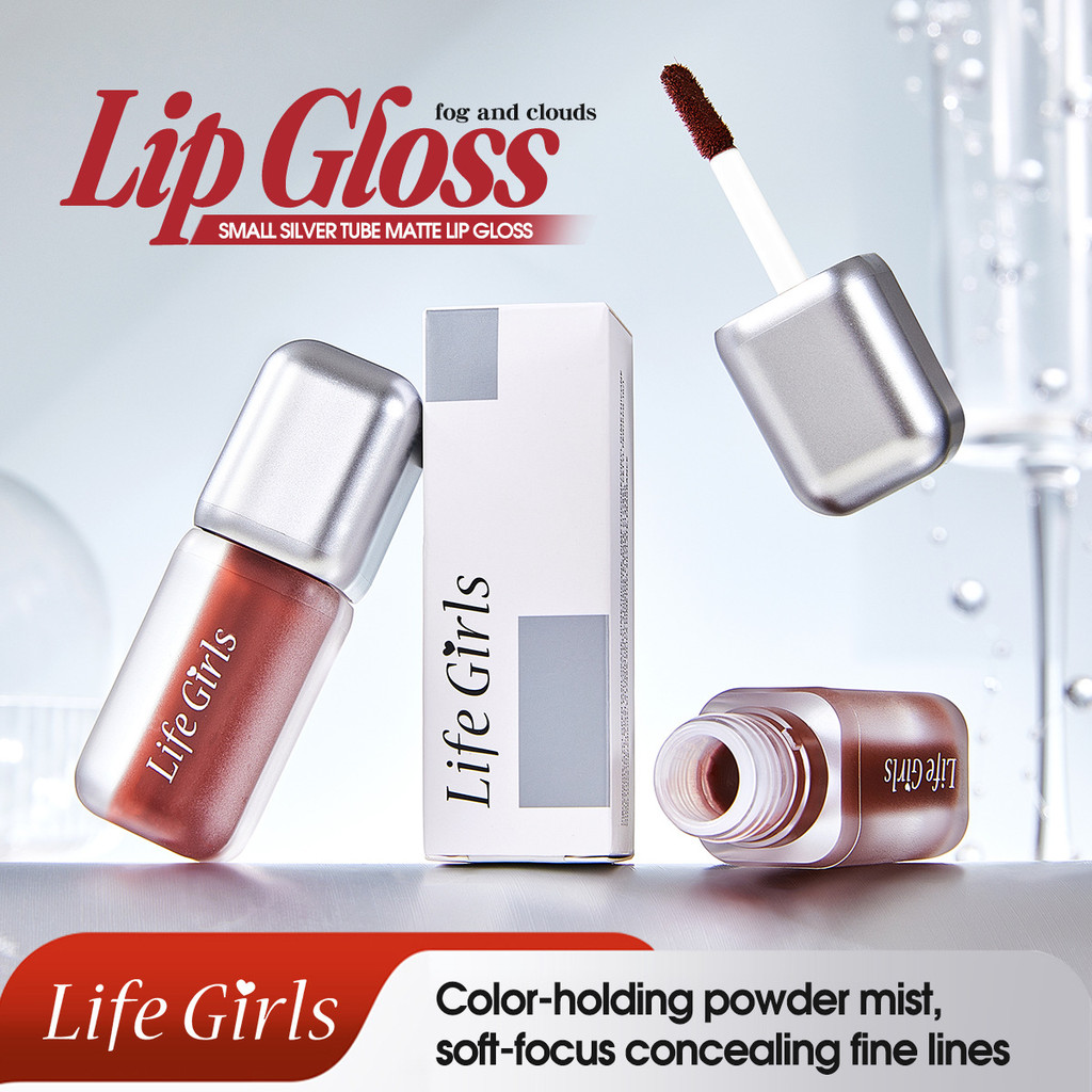 Life Girls Small Silver Tube Matte Lip Gloss Dumbbell Multi-border eissand Red