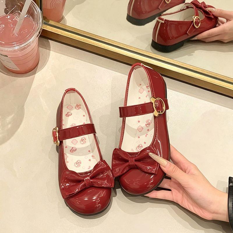 Coco Meow Puff Doll lolita Shoes Round Toe Cute All-Match Flat lo Shoes รองเท้าโลลิต้า