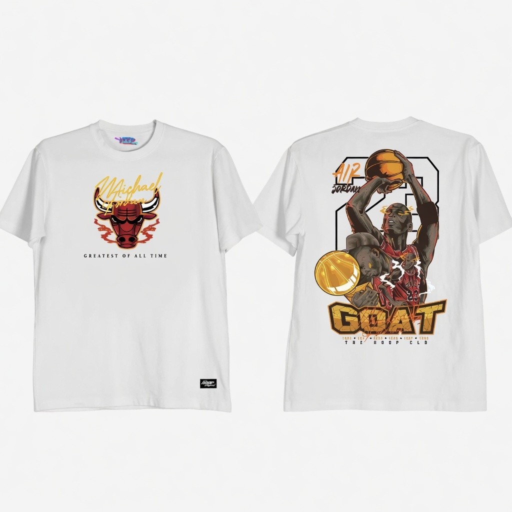 3D พิมพ์ขนาดใหญ่ Michael Jordan No.23 Bulls GOAT บาสเก็ตบอลสองด้าน Streetwear Tee Unisex
