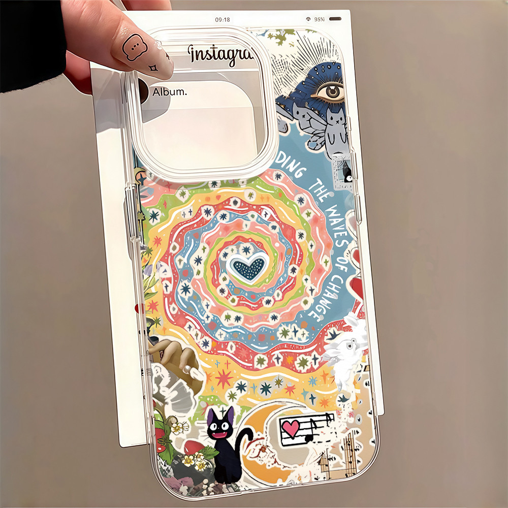 For เคส OPPO A3X A38 A54 A18 A17 A17K A16 A15 A52 A53 A57 A74 A58 A7 A9 A5 A1k A33 A31 A60 A32 A3S กันกระแทกIMD ลายวังวน