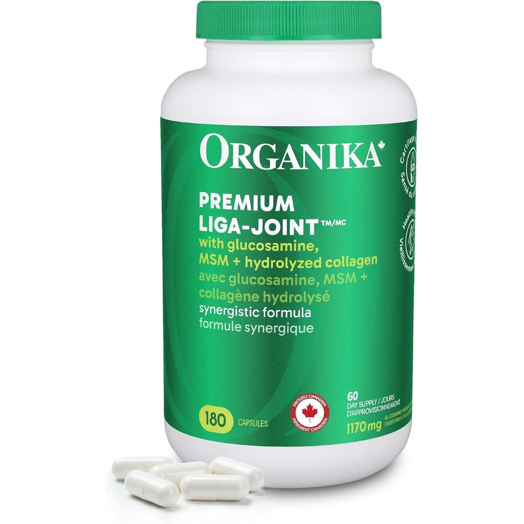 Organika Canadian-Made Premium Liga Joint- Combine of M, Glucosamine, และ Type 2 คอลลาเจนสําหรับพอร์