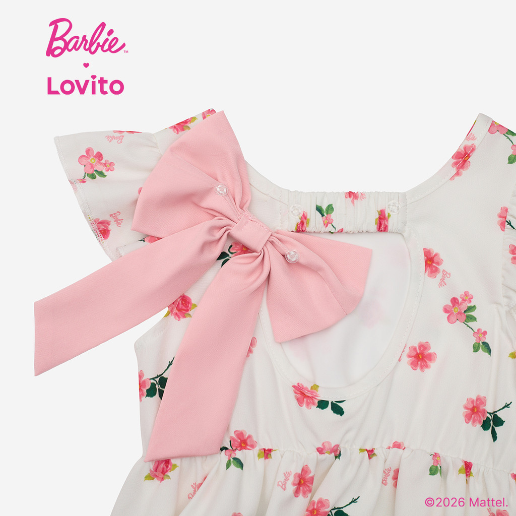 Barbie × Lovito Kids فستان بنات طويل بالزهور — صورة 2