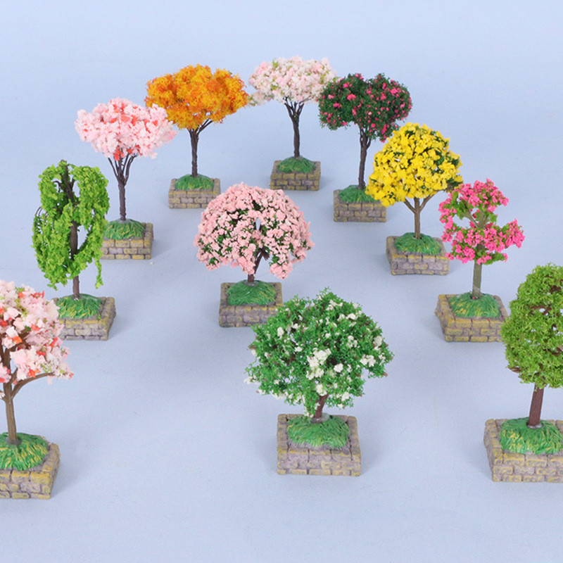 Dollhouse Dollhouse Mini Simulation Tree Willow Maple Leaf Tree Cherry Blossom Tree ตกแต่งตกแต่งสวน 