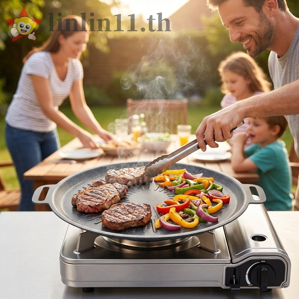 28 ซม.Maifan หินพลังงานแสงอาทิตย์รูปแบบกระทะย่างทางกายภาพ Nonstick BBQ แผ่นสําหรับเตาแม่เหล็กไฟฟ้าเต