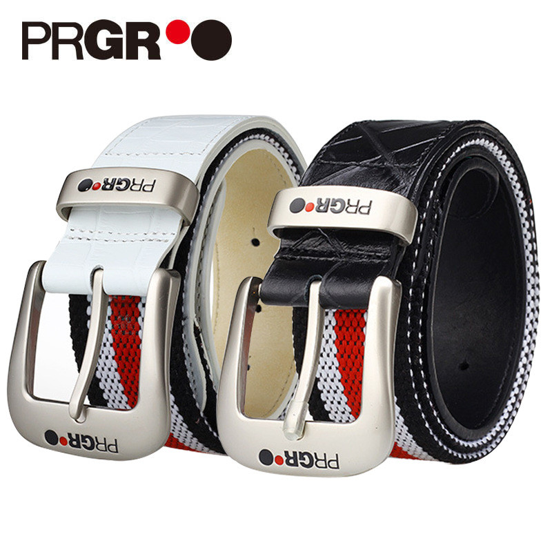 PRGR GOLF Belt Men GOLF Clothing Ball กางเกงเข็มขัด Cowhide Casual เข็มขัดทอ Breathable ทนทาน
