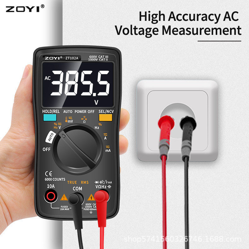 ZOYI ZT102A มัลติมิเตอร์แบบดิจิตอลช่วงอัตโนมัติความแม่นยําสูงสมาร์ท Burn-Proof ช่างไฟฟ้าซ่อมมัลติมิเ