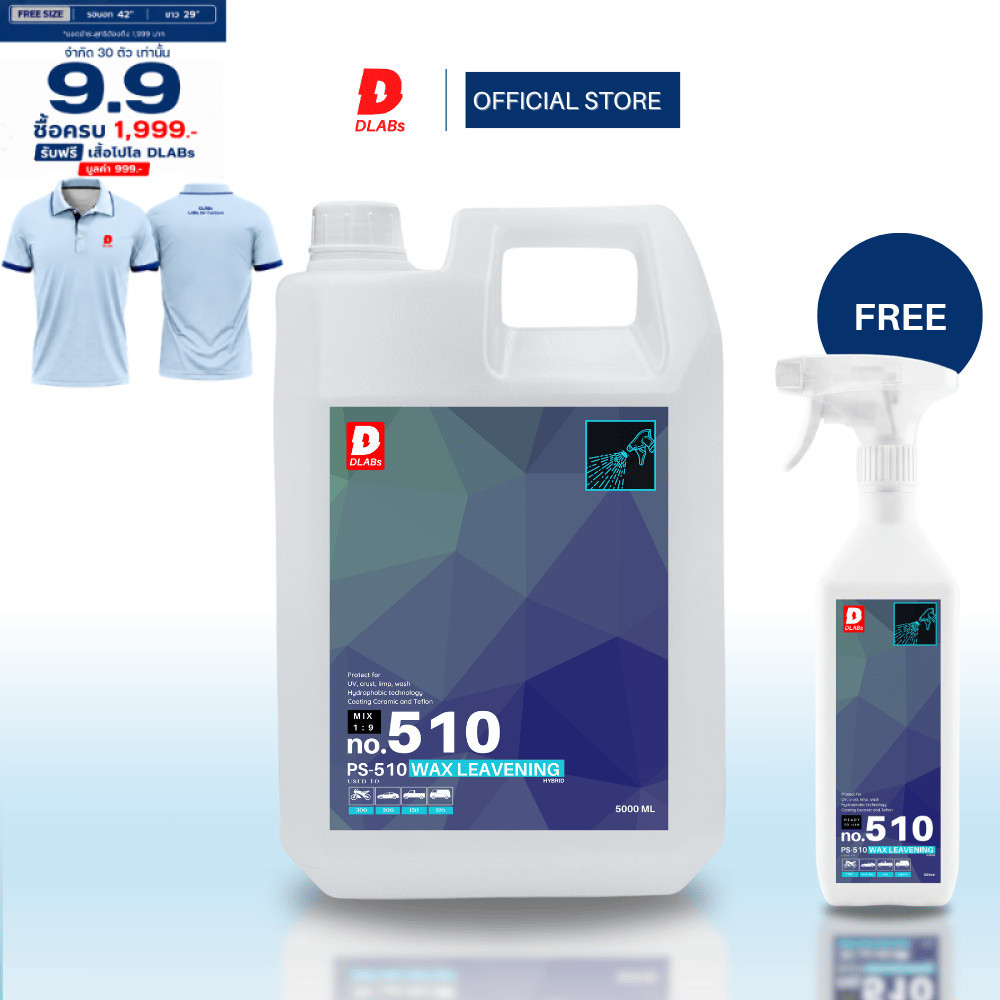 510 หัวเชื้อเคลือบสีรถ "เงา ฉ่ำ ลึก" ขยายได้ 10ลิตร 5L [PS-510 BY DLABs]