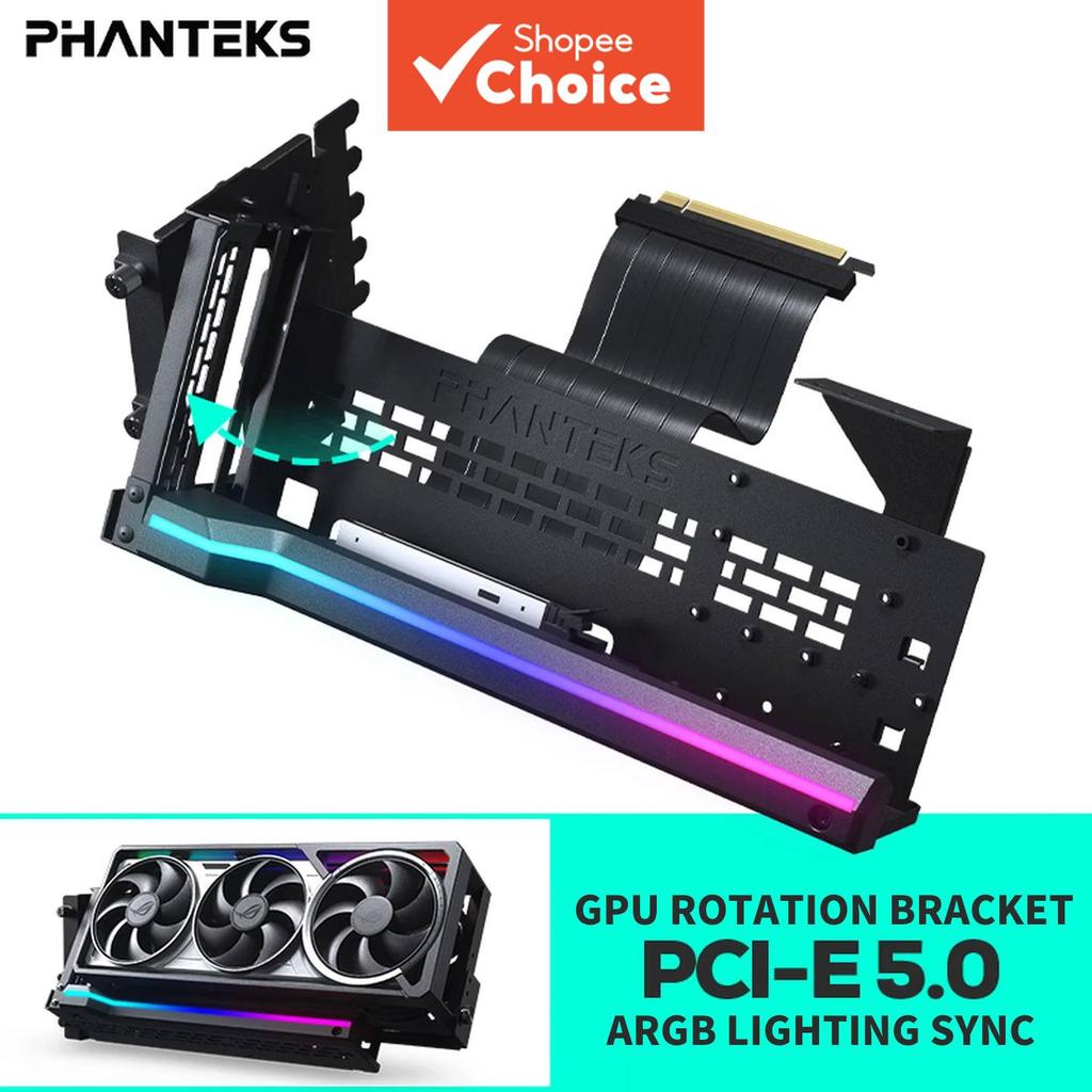 ชุดขายึดการ์ดจอ PHANTEKS GPUKT 5.0 ARGB แบบหมุนได้ พร้อมสายอะแดปเตอร์การ์ดจอ PCIe 5.0 ยาว 220 มม. รองรับ GPU ซีรีส์ 50