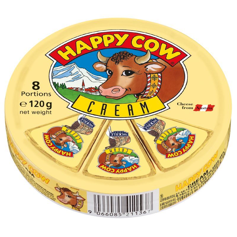 แฮปปี้คาวโพรเซสชีสพอร์ชั่นส์ครีม 120กรัม Happy Cow Processed Cheese Portions Cream 120g.
