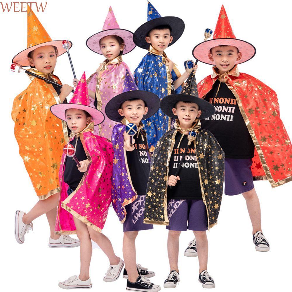 WEEKW เครื่องแต่งกายคอสเพลย์สําหรับเด็กสําหรับเด็กผู้หญิงดาวตลกพร้อมหมวกตัวช่วยสร้างเสื้อผ้าประสิทธิ