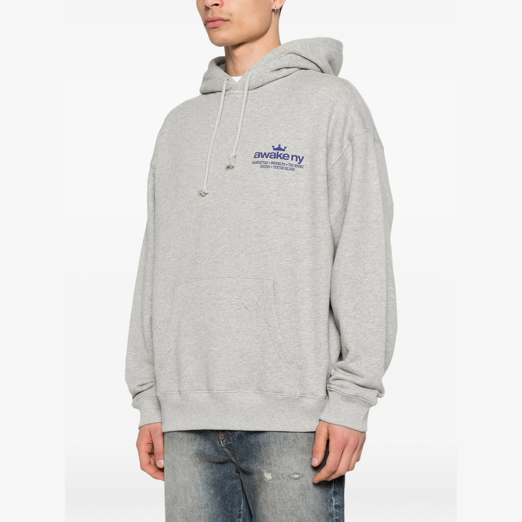 UY2M Awake NY ต้นฤดูใบไม้ร่วงกัญชาสีเทาผู้ชาย Hooded Sweatshirt Letter พิมพ์ Kangaroo กระเป๋า Retro 