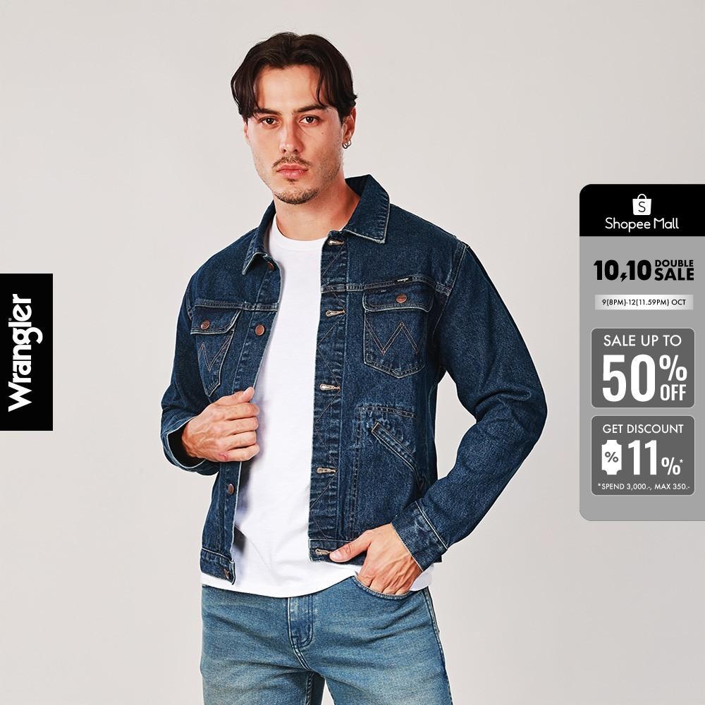 WRANGLER เสื้อแจ็กเก็ตผู้ชาย คอลเลคชั่น Biker Look ทรง Regular รุ่น WR F425MJKTN01 สียีนส์