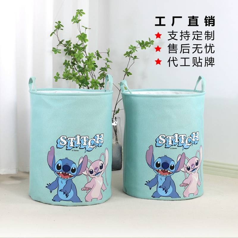 Disney Toy Storage Bucket Dirty Clothes Basket Laundry Bucket Foldable Dolly Tub Fabric Three-Layer Thickened Stitch tt0u