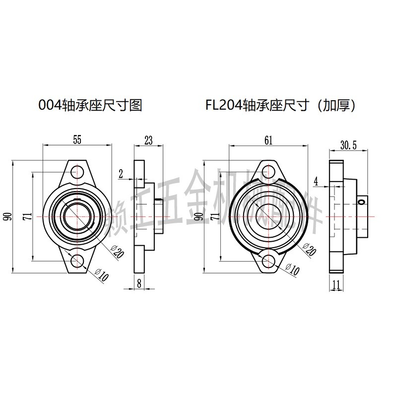 ผู้ถือแบริ่งสายน้ําไหล FL004 แบริ่ง SBFL204 แบริ่ง 4080 วัสดุอลูมิเนียมเข็มขัดเครื่องแบริ่ง Roller F