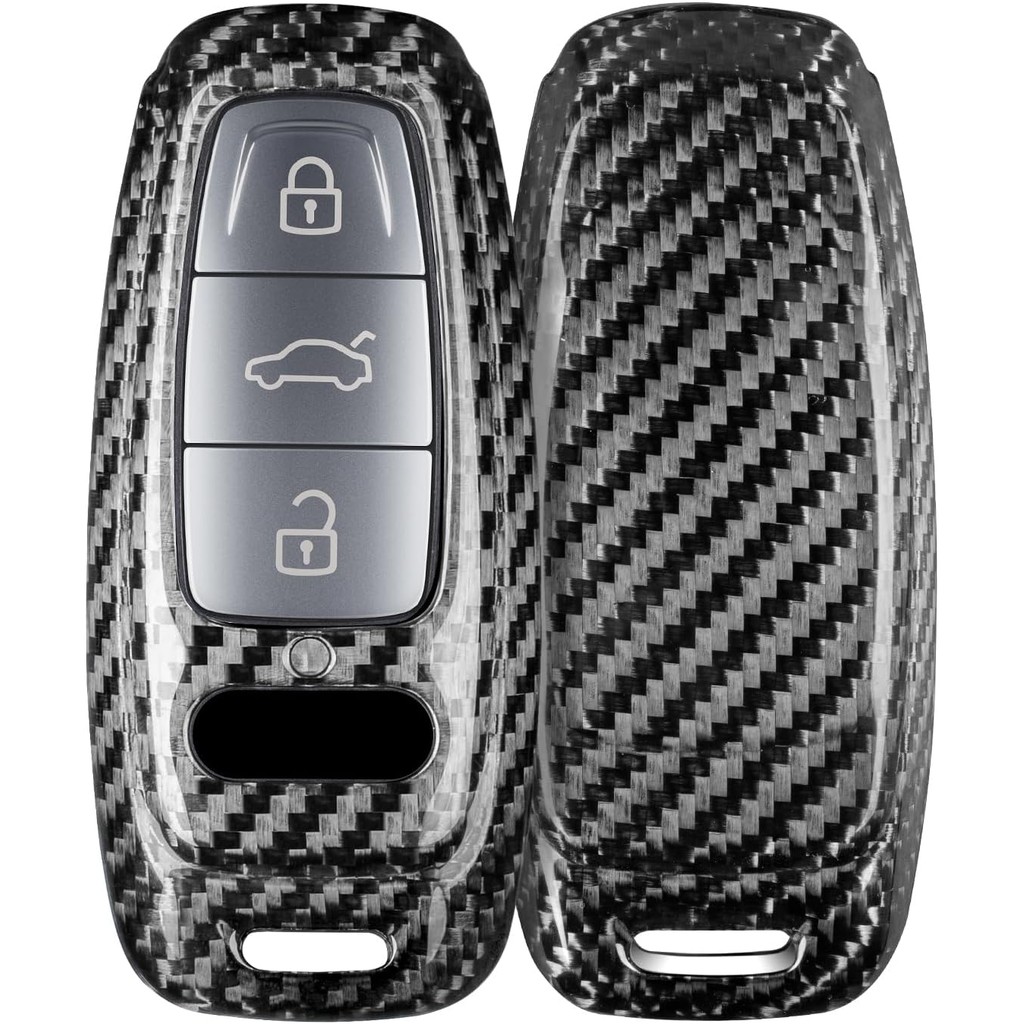 T-carbon ใช้งานร่วมกับ Audi Key Fob ฝาครอบพร้อมพวงกุญแจ; คาร์บอนไฟเบอร์กรณี Shell Protector เหมาะกับ