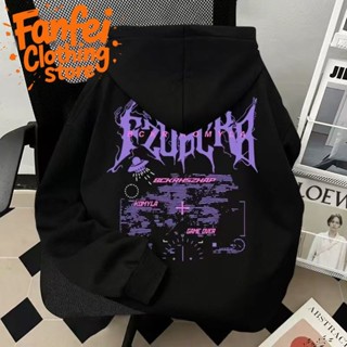 (จัดส่งตลอด 24 ชั่วโมง)Fanfei เสื้อฮู้ดสีดำสไตล์ไซเบอร์พังก์…