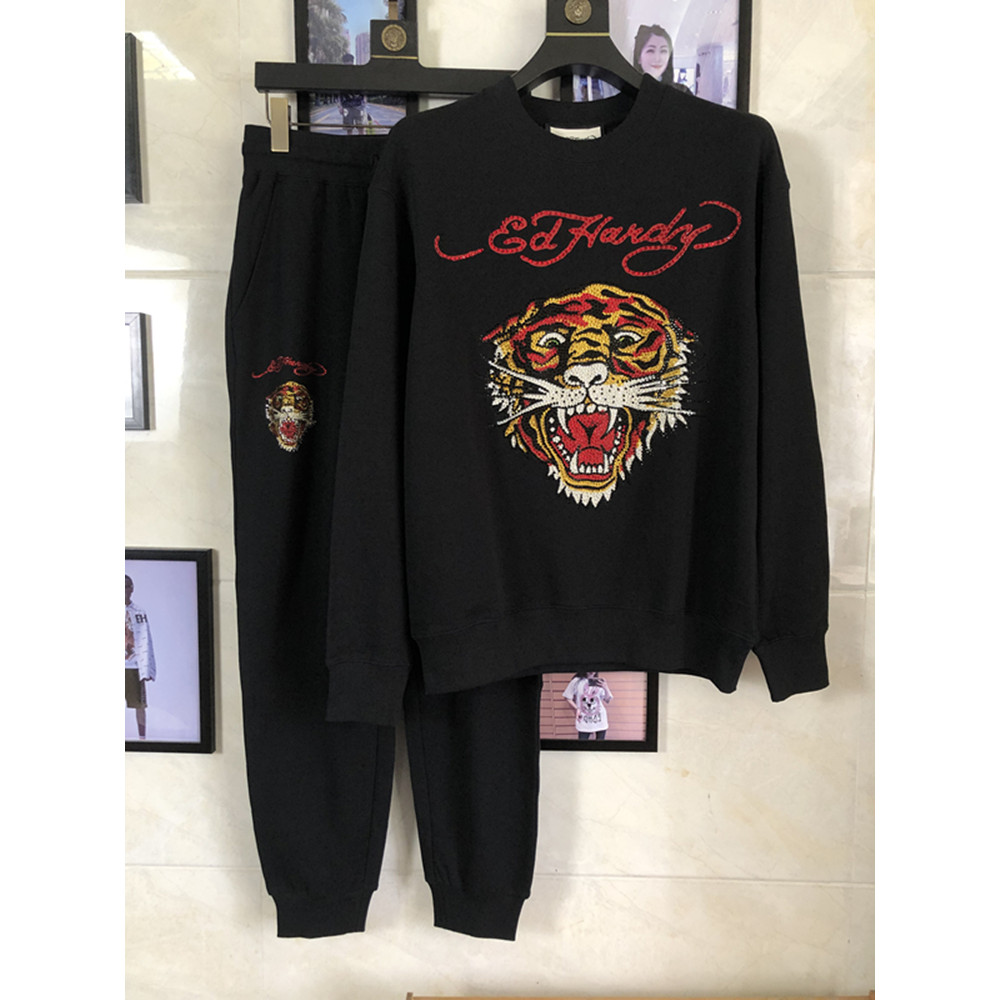 เสื้อกันหนาว EDhardy ลวดลาย Tiger Head Casual รอบคอแขนยาว สำหรับทั้งผู้ชายและผู้หญิง